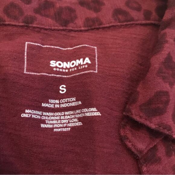 Sonoma Animal Print Button Down Top - Size Small - Picture 4 of 5